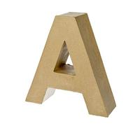 Petite Lettre Signe Alphabet Papier mâché Hauteur 10cm x 3cm, Caractère 3D en Carton à décorer (A)