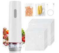 Petite machine à emballer sous vide, blanche, pratique, portable, rechargeable, pour aliments, puissance d'aspiration 40 kPa, sans BPA, pour cuisine et voyage, 180 × 45 × 45 mm