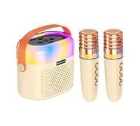 Petite machine de karaoké, machine de karaoké portable, machines de chant portables pour de 1200 mAh, 2 microphones sans fil, haut-parleur de karaoké, karaoké à la maison pour Noël Halloween