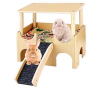 Petite maison d'animaux pour cage, décoration de la maison du hamster,Jouets de maison de hamster en bois à double couche - Accessoires en cage Chinchilla, décoration de l'habitat avec échelle, abri d