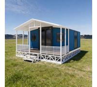 Petite maison extensible pliable de 6,1 m et 12,2 m modulaire | La planification de l'espace polyvalente fournit des zones séparées pour dormir, cuisiner, se baigner et activités