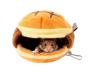 Petite maison pour animaux : style hamburger de 12 cm, refuge pour animaux de compagnie moelleux, repaire mignonne et confortable | Lit chaud d'hiver pour hamster, guinée, chinchilla, hérisson, gerbe