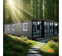 Petite maison préfabriquée personnalisable de 12,2 m à vendre | Maison de conteneur modulaire extensible avec 2 à 4 chambres, cuisine et salle de bain entièrement équipée | Maison pliable portable