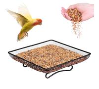 Petite Mangeoire à Oiseaux,Mangeoire Plateau Carré Au Sol | Récipient Carré pour Nourriture Décorations de Jardin Faune Corneille Écureuil Lapin