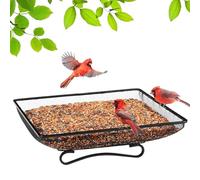 Petite Mangeoire à Oiseaux | Plateau Mangeoire Au Sol pour Oiseaux-Mouches | Récipient Carré pour Nourriture Décorations de Jardin Faune Corneille Écureuil Lapin