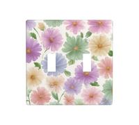 Petite marguerite aquarelle pastel double gang couvercle de lampe plaque murale interrupteur décoration taille standard - 11,4 x 11,4 cm