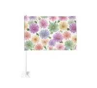 Petite marguerite aquarelle pastel drapeau de voiture clip fenêtre extérieur 30 x 45 cm double face décoration de voiture