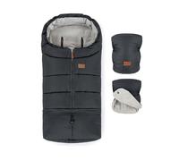PETITE&MARS Chancelière Universelle JIBOT avec Moufles Poussette Landau Siège Auto Lits Bébé - Gris - Imperméable - Chaud - Coupe-vent