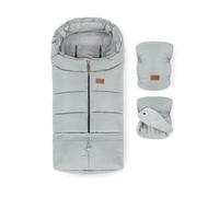 Petite&Mars Chancelière Universelle JIBOT avec Moufles - Poussette Landau Siège Auto Lits Bébé - Gris - Imperméable - Chaud - Coupe-Vent