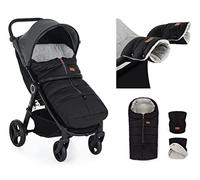 Petite&Mars Chancelière Universelle JIBOT avec Moufles - Poussette Landau Siège Auto Lits Bébé - Noir - Imperméable - Chaud - Coupe-Vent