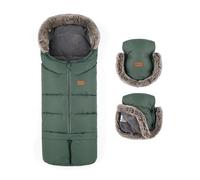 Petite&Mars Fusak 4v1 Arctic Sac de couchage d'hiver pour poussette, buggy et siège auto Imperméable et coupe-vent, Ensemble kaki réglable, 78/110x48cm, Petite & Mars Fusak 4v1 Arctic Chancelière pour