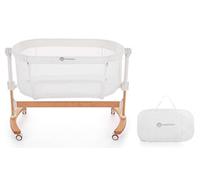 Petite&Mars Glory Lit d'Appoint 2 en 1 Berceau avec Matelas, Fonction Balançoire, Côté Pliable, Hauteur Réglable, Fenêtre Filet, 4 roulettes et Sac de Transport - Crème, 0-6 Mois, 9 kg