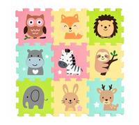Petite&Mars Nexli Tapis puzzle pour bébé, 9 pièces en mousse, tapis de jeu et d'éveil des deux côtés, 90 × 90 cm, doux et isolant thermique (Safari Friends)