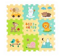 Petite&Mars Nexli Tapis puzzle pour bébé, 9 pièces en mousse, tapis de jeu et d'éveil des deux côtés, 90 × 90 cm, doux et isolant thermique (Forest Friends)