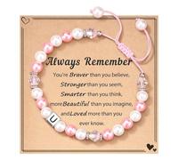 Petite Naturelle Classique Bracelet Lettre initiale cœur pour filles, femmes, anniversaire, Noël, Saint-Valentin, cadeaux pour fille, petite-fille, adolescentes, Messages Largeur (U, One Size)