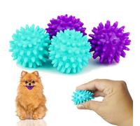Petite Paws Lot de 4 balles à picots pour chien de 4,6 cm - Jouet couineur pour petits chiens, mâcheurs agressifs, chiots, jouets de dentition pour dressage et nettoyage des dents