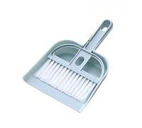 Petite pelle à poussière et balayette - Mini brosse de nettoyage avec pelle à poussière - Brosse à poussière à long manche pour bureau, maison, cuisine (bleu)