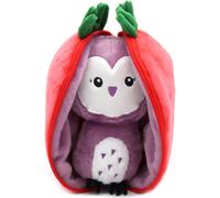 FLIPETZ Les DEGLINGOS Doudou Violet la Chouette/Fraise - Chouette Cache-Cache réversible - Peluche Toute Douce pour bébé - Idées Cadeaux de Naissance, Moyen