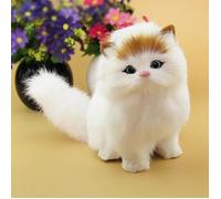 Petite peluche chat blanc réaliste tâches rousses marron gros yeux bleus chat persan mignon poils long doux pour enfants