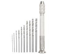 Petite perceuse manuelle 0,3 à 3,2 mm en alliage d'aluminium avec 10 embouts précis pour bois, plastique, caoutchouc, modélisme, loisirs créatifs, fabrication de bijoux