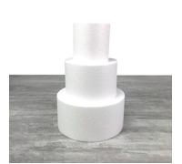 Petite pièce montée Haut. 30 cm en polystyrène, Base Ø 20cm à 10cm, 3 disques de 10cm de Haut, pour gâteau Styropor - Unique