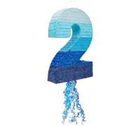 Petite piñata bleue ombrée en forme de chiffre 2 pour fête d'anniversaire (41,5 x 29,9 cm)