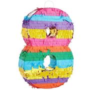 Petite Pinata Chiffre 8 Couleurs Arc-en-ciel, Accessoires de Fête d'Anniversaire de Huit Ans, Pinata Numéro 8, 29 x 16,5 x 7,5 cm