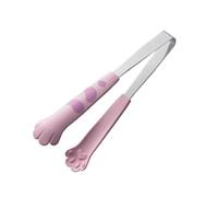 « Petite pince à pattes de chat - Jolie pince de cuisine en forme de patte de chat avec pointes en silicone, haute résistance à la chaleur, antidérapante en acier inoxydable pour cuisiner et servir »