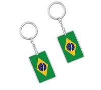 Petite Pine Lot de 2 porte-clés drapeau brésilien en acrylique