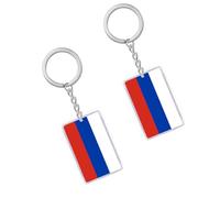 Petite Pine Lot de 2 porte-clés drapeau de la Russie - Acrylique - Porte-clés russe