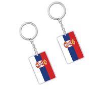 Petite Pine Lot de 2 porte-clés drapeau de la Serbie en acrylique Serbie