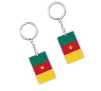 Petite Pine Lot de 2 porte-clés drapeau du Cameroun en acrylique
