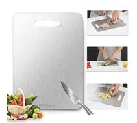 Petite planche à découper en titane 22,9 x 30,5 cm, 100 % pur titane pour cuisine, planche à découper en titane non toxique, hygiène et durabilité pour pique-nique, camping et extérieur, facile à