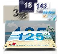 Petite plaque aluminium/polyethylene numéro rue décorative - pour portes et boite aux lettres - collection marine : 2 lignes personnalisables
