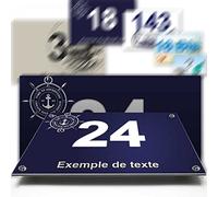 Petite plaque aluminium/polyethylene numéro rue décorative - pour portes et boite aux lettres - collection marine : 2 lignes personnalisables