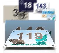 Petite plaque aluminium/polyethylene numéro rue décorative - pour portes et boite aux lettres - collection marine : 2 lignes personnalisables