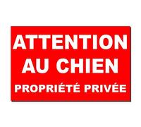 Petite Plaque Attention au Chien et propriété privée en Rouge en métal