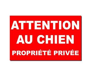 Petite Plaque Attention au Chien et propriété privée en Rouge en PVC 3 mm