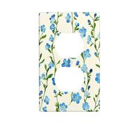 Petite plaque murale décorative pour interrupteur Motif fleurs Bleu clair 7 x 11,4 cm