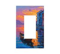 Petite plaque murale en bois pour interrupteur en forme de bateau et coucher de soleil - Plaque murale à bascule unique - Décoration pour la maison, la cuisine, la salle de bain