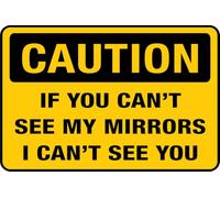 Petite plaque rectangulaire en acrylique avec inscription « Caution - If You Can't See My Mirrors I Can't See You » pour maison/entreprise, fenêtre/porte d'entrée (15,2 x 20,3 cm)