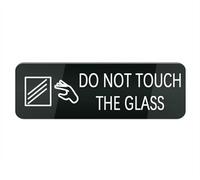 Petite plaque rectangulaire en plastique acrylique « Do Not Touch The Glass » pour maison/entreprise, fenêtre/porte d'entrée (noir, 25,4 x 7,6 cm)