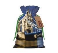 Petite pochette à cordon imprimé Tower Bridge In London pour cadeaux, sac cadeau réutilisable, pour les vacances et les cadeaux de fête