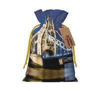 Petite pochette à cordon imprimé Tower Bridge In London pour cadeaux, sac cadeau réutilisable, pour les vacances et les cadeaux de fête