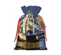 Petite pochette à cordon imprimé Tower Bridge In London pour cadeaux, sac cadeau réutilisable, pour les vacances et les cadeaux de fête