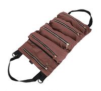 Petite pochette à outils enroulable - Organiseur de rangement durable avec poches zippées, fermeture à boucle + plusieurs compartiments pour outils à main, tournevis, pour atelier et voyage