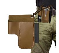 Petite pochette à outils - Support rétro multifonction en cuir avec rangement sécurisé, étui de rangement, pochette de ceinture de travail compacte, porte-outils à main pour lampe de poche, cutter et