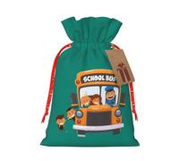 Petite pochette avec cordon de serrage imprimé bus scolaire pour cadeaux, sac cadeau réutilisable, pour les vacances et les cadeaux de fête