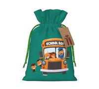 Petite pochette avec cordon de serrage imprimé bus scolaire pour cadeaux, sac cadeau réutilisable, pour les vacances et les cadeaux de fête