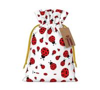 Petite pochette avec cordon de serrage imprimé coccinelle pour cadeaux, sac cadeau réutilisable, pour les fêtes et les cadeaux de fête